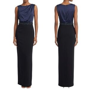 St. John Elegant Navy Caviar Shimmery Sleeveless Dress
